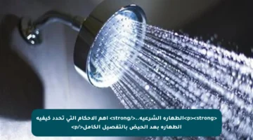 <p><strong>الطهارة الشرعية..</strong> أهم الأحكام التي تحدد كيفية الطهارة بعد الحيض بالتفصيل الكامل</p>